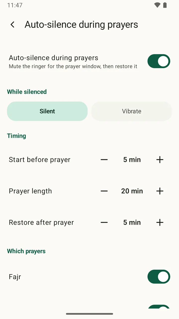 Your phone silences itself for the prayer window — Salatuk on Android